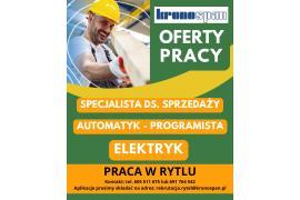 <b> KB RYTEL - OFERTY PRACY. SPECJALISTA DS. SPRZEDAŻY, ELEKTRYK, AUTOMATYK-PROGRAMISTA (KONTAKT, SZCZEGÓŁY) </b>