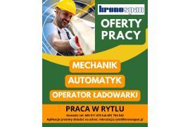 <b> KB RYTEL - OFERTY PRACY. OPERATOR ŁADOWARKI, AUTOMATYK W DZIALE UTRZYMANIA RUCHU, MECHANIK (KONTAKT, SZCZEGÓŁY) </b>